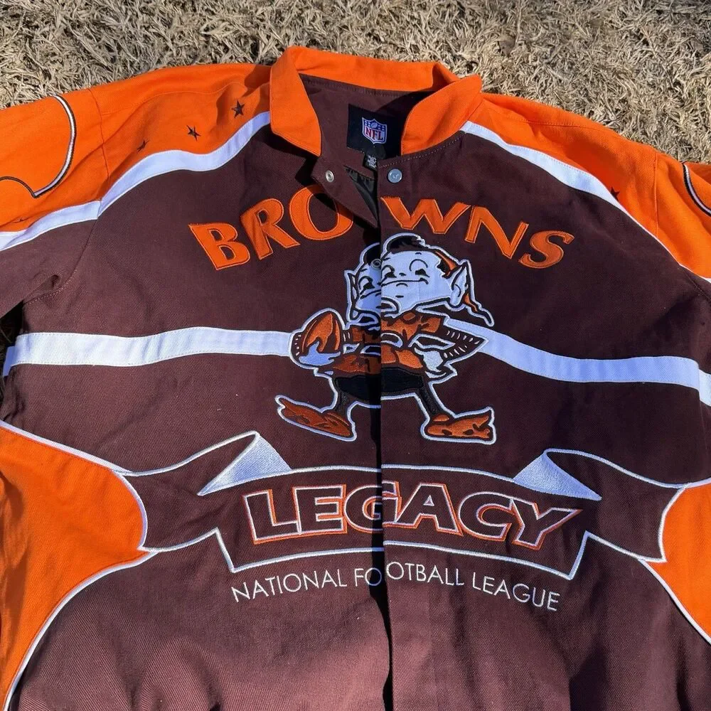 Rare Vintage Cleveland Browns Legacy Football Jacket NFL Coat XL - Picture 2 of 6
